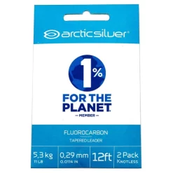 Arctic Silver Tapered Leader 9 Ft Fluorocarbon 2 Pack